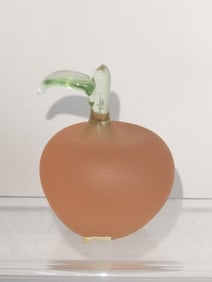 Vintage Frosted Pink Glass Apple Paperweight