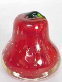Vintage Murano Italy Controlled Bubble Red Pear Gl