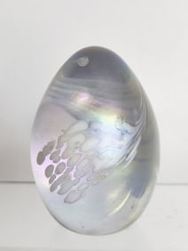 Vintage GG Iridescent Splatter Swirl Glass Paperwe