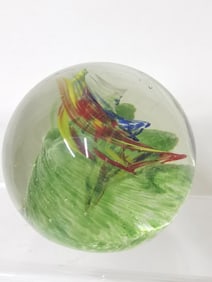Vintage Murano Style Multicolor Swirl Glass Paperw