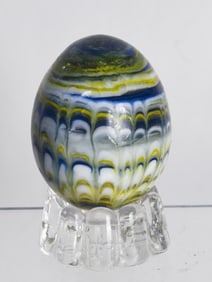 1994 Rock Blue/Yellow/White Swirl Glass Paperweigh