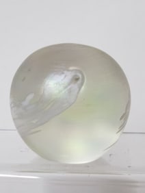 Vintage Frosted Iridescent Glass Paperweight