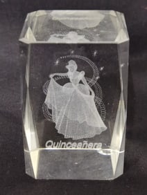 3D Quinceaenera Clear Crystal Paperweight