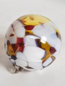 Vintage Amber Splatter Glass Ornament