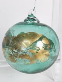 Vintage Gilt Emerald Glass Ornament