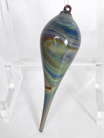 Vintage Hand Blown Swirl Glass Cone Ornament
