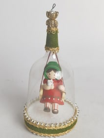 Vintage Girl on Swing Dome Christmas Ornament