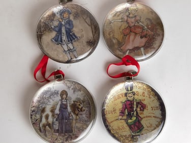 (4) Vintage Cased Glass Christmas Ornaments