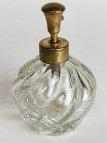 Vintage Irice Amber Crackle Glass Perfume Atomizer