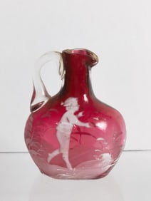 Vintage Fenton Mary Gregory Cranberry Jar