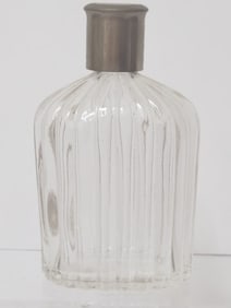 Vintage Clear Ribbed Glass Perfume Bottle with Sil