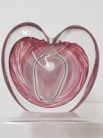 Vintage Murano Italy Pink Swirl Heart Glass Perfum