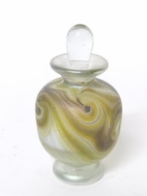 Vintage Gold Iridescent Swirl Glass Perfume Bottle