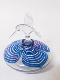 Vintage Clear Iridescent Blue Pulled Feather Perfu