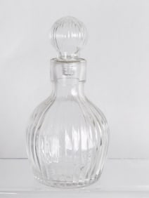 Clear Ribbed Glass Perfume Bottle