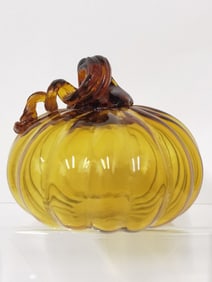 Amber Art Glass Pumpkin