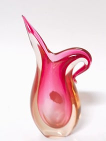 Vintage Murano Italy Pink Art Glass Vase