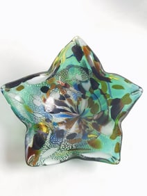 Vintage Murano Italy Confetti Art Glass Star Bowl