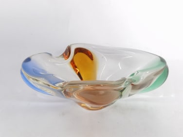 Vintage Murano Italy Four-Color Art Glass Bowl