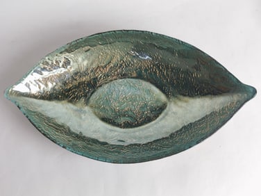 Vintage Oval Metallic Glass Bowl