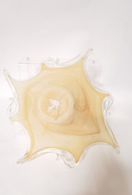Lavorazione Arte Murano Italy Beige Swirl Glass Bo