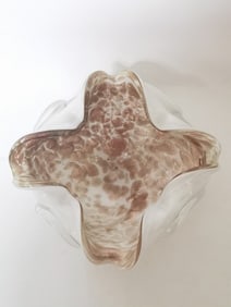 Vintage Murano Italy Milky/Glitter Glass Bowl