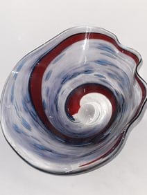 Vintage Murano Italy Amethyst and Red Swirl Glass