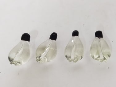 (4) Vintage Black/Clear Glass Chopsticks Holders