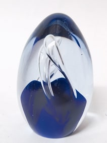 Vintage Murano italy Cobalt Blue Swirl Bubble Glas