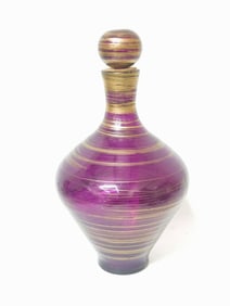 Vintage Gilt Swirl Amethyst Glass Decanter