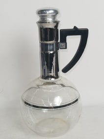 Vintage MCM Metal Overlay Glass Coffee Pot