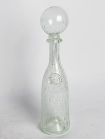 Vintage Pale Green Blown Glass Decanter