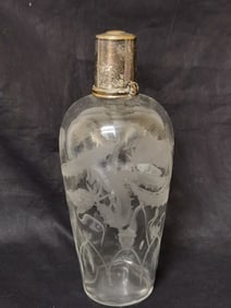 Vintage Bohemian Frosted/Clear Glass Decanter