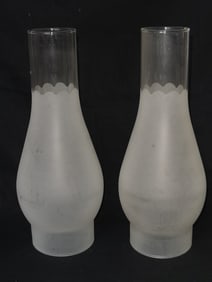 Pr. of Vintage Frosted and Clear Glass Lamp Shades