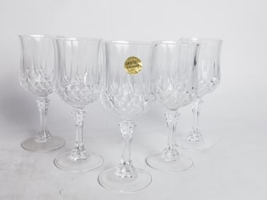 (5) Cristal d'Arques Crystal Wine Glasses