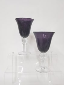 (2) Amethyst Crystal Wine Glasses