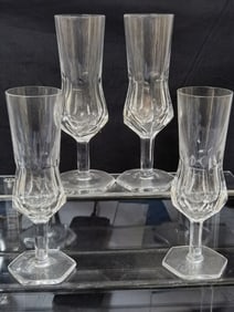(4) Vintage "M" Mark Crystal Champagne Flutes
