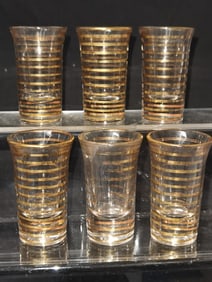 (6) Vintage 24K Gold MCM Crystal Shot Glasses