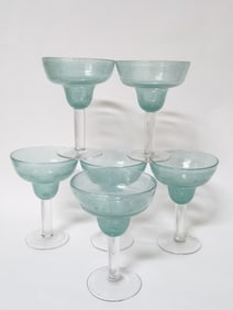 (6) Shoreline Collection Green Martini Glasses
