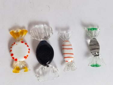 (4) Vintage Murano Italy Art Glass Candies