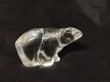 Vintage Crystal Glass Bear, Marked