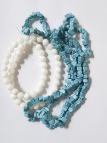 Group of White Stone and Turquoise Beads