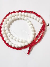 Group of White Stone and Coral Beads