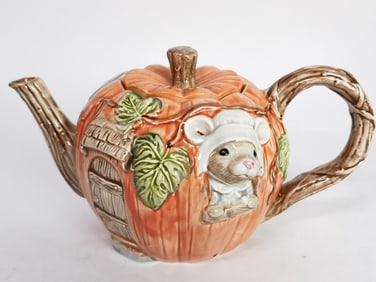 Vintage Fitz & Floyd Porcelain Pumpkin Teapot
