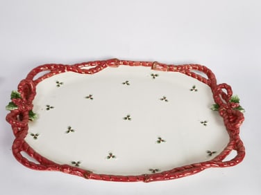 1988 Fitz & Floyd Porcelain Christmas Rope Knot Pl