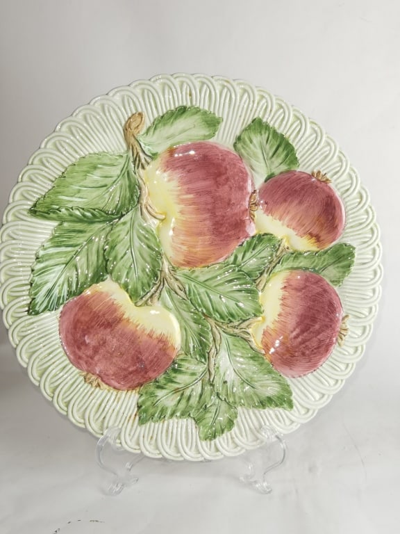 Vintage San Marco Italy Porcelain Embossed Fruit P: Vintage San Marco Italy Porcelain Embossed Fruit Plate, 13.5in
