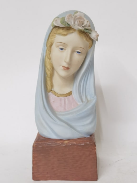 Ceramic Virgin Mary Bust Figurine (1 of 4)