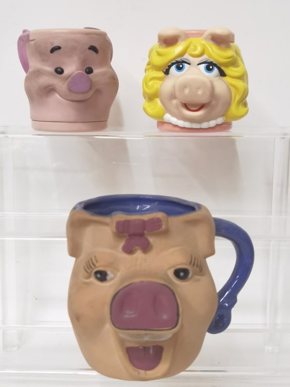 Group of Porcelain/Plastic Pig Wares: Group of Porcelain/Plastic Pig Wares, 3.5in