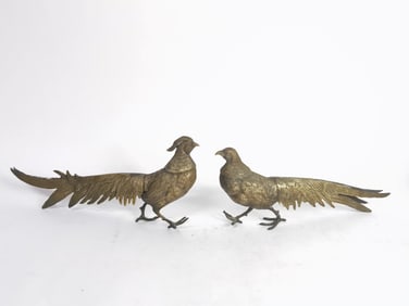Pr. of Vintage Bronze Peacocks