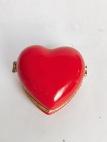 Vintage Porcelain Red Heart Trinket Box